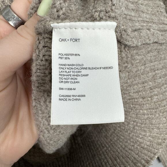 Oak + Fort Cable Knit Crewneck Sweater Mens Large Tan Pullover Neutral Oversized - Picture 11 of 12